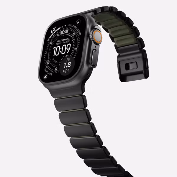Nomad Stratos Band Apple Watch | 44/45/46/49 mm - Forest Green / Black Titanium