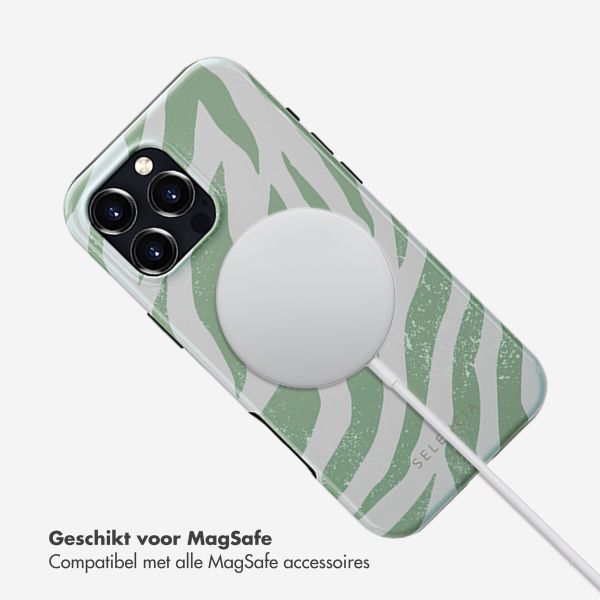 Selencia Vivid Backcover met MagSafe Apple iPhone 16 Pro Max - Colorful Zebra Sage Green
