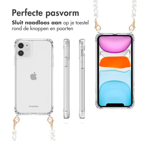 imoshion Backcover met koord + armband iPhone 11 - Parels hartjes