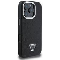 Guess Grained Triangle Case MagSafe Apple iPhone 16 Pro - Zwart