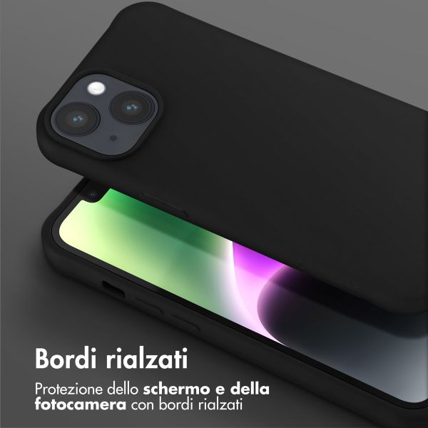 Selencia Siliconen hoesje met afneembaar koord Apple iPhone 14 - Zwart