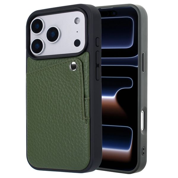Selencia Riva Backcover met Pashouder Apple iPhone 17 Pro - Sage Green