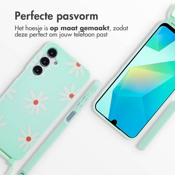 imoshion Siliconen design hoesje met koord Samsung Galaxy A16 - Green Flower Distance