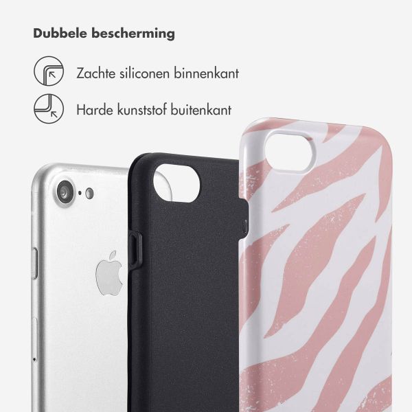 Selencia Vivid Tough Backcover iPhone SE (2022 / 2020) / 8 / 7 / 6(s) - Colorful Zebra Old Pink