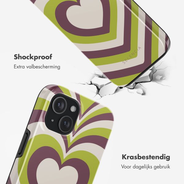 Selencia Vivid Backcover met MagSafe Apple iPhone 15 - Double Hearts Plum Fern