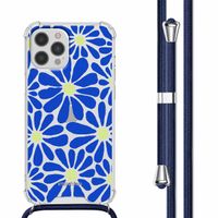 imoshion Design hoesje met koord Apple iPhone 12 Pro Max - Cobalt Blue Flowers Connect