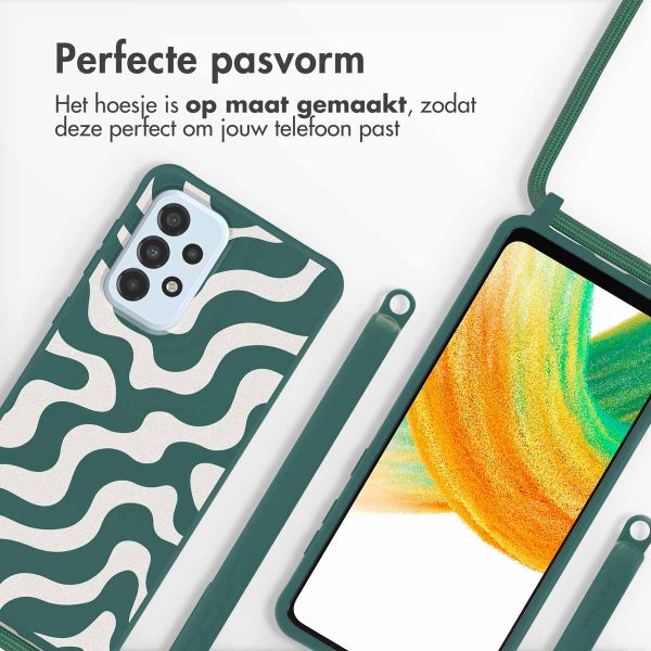 imoshion Siliconen design hoesje met koord Samsung Galaxy A33 - Petrol Green Groovy