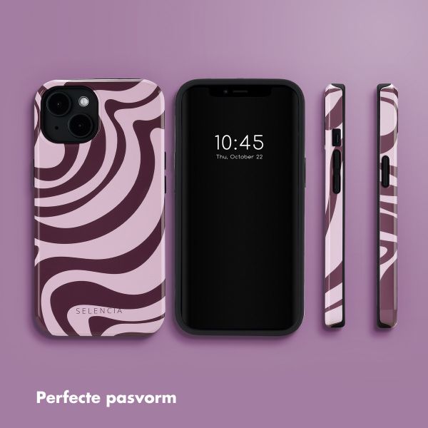 Selencia Vivid Tough Backcover met MagSafe iPhone 14 - Wavy Swirl Pink Plum