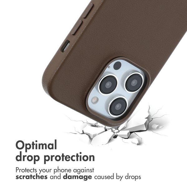 Accezz Leather Back Cover with MagSafe Apple iPhone 14 Pro - Coffee Brown