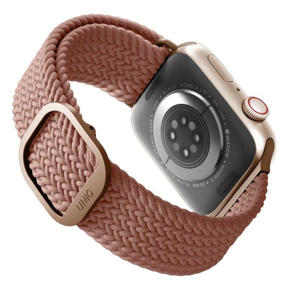 Uniq Aspen Braided bandje Apple Watch Series 1 t/m 9 / SE (38/40/41 mm) | Series 10 / 11 (42 mm) - Grapefruit Pink