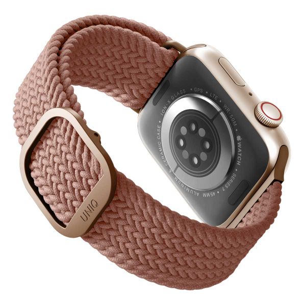 Uniq Aspen Braided bandje Apple Watch Series 1 t/m 9 / SE (38/40/41 mm) | Series 10 (42 mm) - Grapefruit Pink