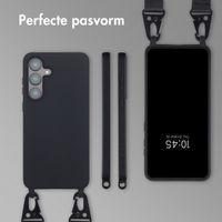 Selencia Siliconen hoesje met afneembaar koord Samsung Galaxy S25 FE - Zwart