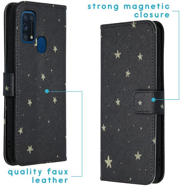 imoshion Design Softcase Bookcase Samsung Galaxy M31 - Stars Gold