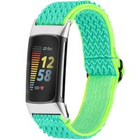 imoshion Elastisch nylon bandje Fitbit Charge 5 / Charge 6 - Groen / Geel