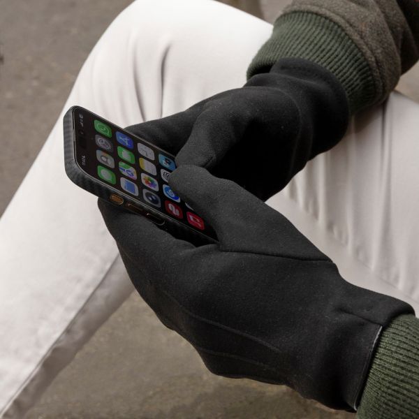 Selencia Suède Look Touchscreen Handschoenen - Mannen - Maat L - Zwart