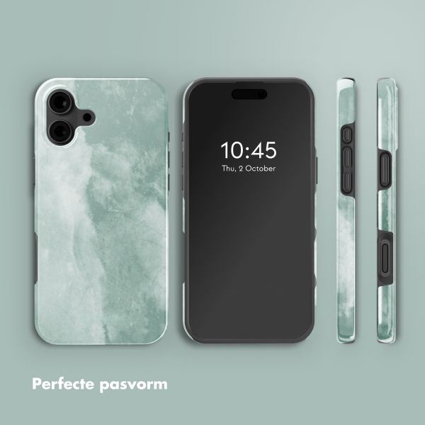 Selencia Vivid Tough Backcover met MagSafe iPhone 16 - Marble Grayed Jade