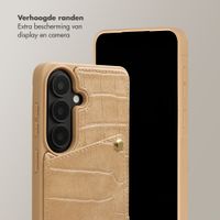 Selencia Nova Croco Telefoonhoes met Koord en Pashouder Samsung Galaxy S26 - Toasted Almond