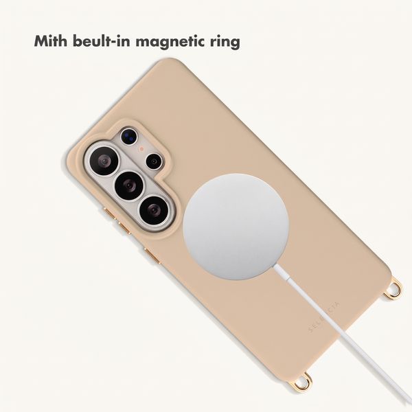 Selencia Rivièra MagSafe Back Cover with detachable hooks Samsung Galaxy S26 Ultra - Milky Latte