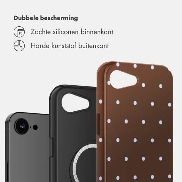 Selencia Vivid Backcover met MagSafe Apple iPhone 17e / 16e - Happy Dots Chocolate