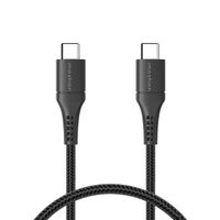 imoshion Mini autolader 2 poorten - Quick Charge - Power Delivery - 60 Watt + Braided USB-C naar USB-C kabel - 1 meter - Zwart