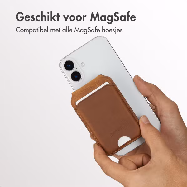 Accezz Vintage Leather MagSafe Kaarthouder met Standaard - Tobacco Cognac
