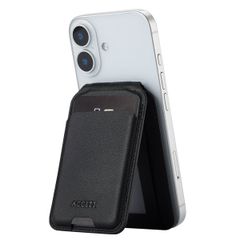 Accezz Leather Wallet with Stand - Compatible with MagSafe and Qi2 - Onyx Black