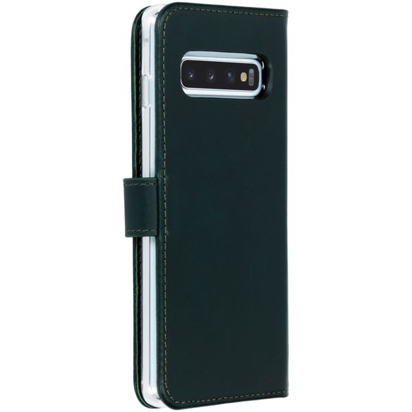 Selencia Echt Leren Bookcase Samsung Galaxy S10 - Groen