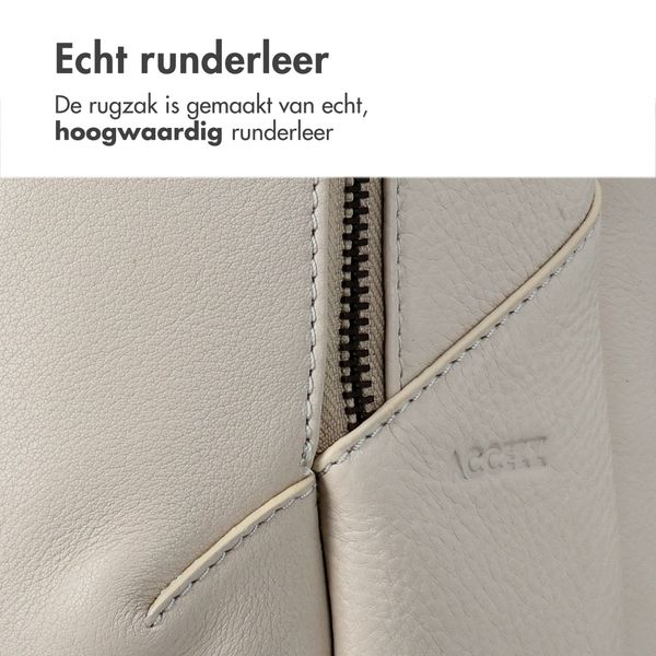 Accezz Leather Laptop rugzak 16 inch - Beige