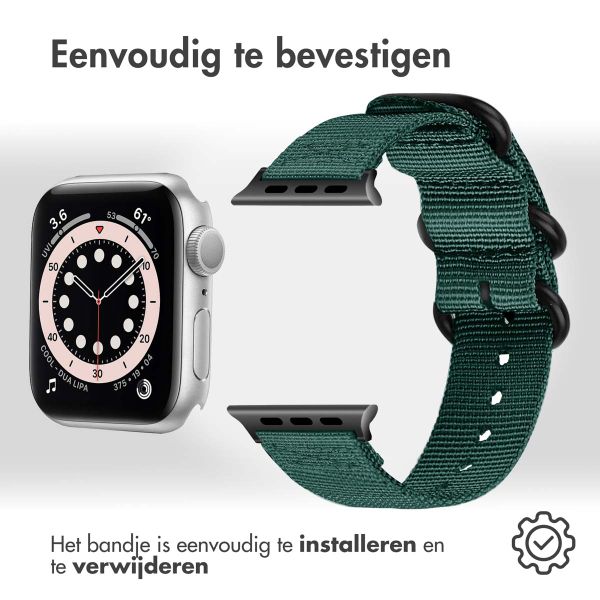 imoshion Rugged Nylon bandje Apple Watch Series 1 - 9 / SE (38/40/41 mm) | Series 10 / 11 (42 mm) - Donkergroen