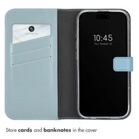 Selencia Genuine Leather Book Case Apple iPhone 16 Pro - Air Blue