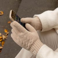 Selencia Wol Look Touchscreen Handschoenen - Vrouwen - Maat M - Beige