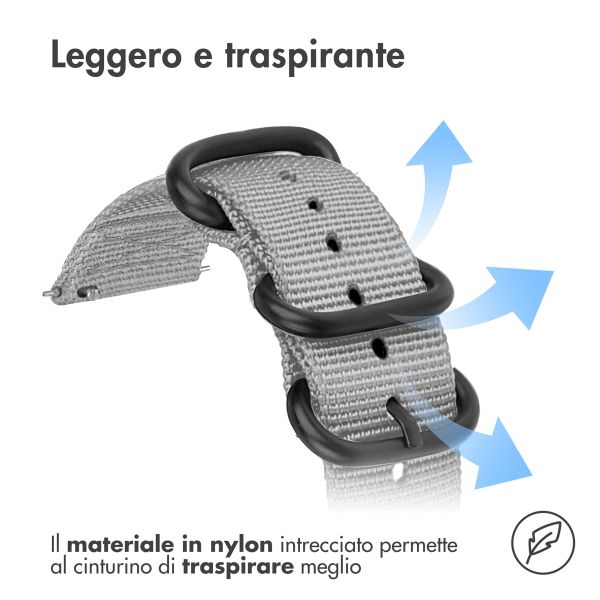 imoshion Rugged Nylon bandje  - Universeel 22 mm aansluiting - Grijs