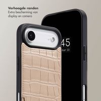 Selencia Nova Croco Telefoonhoes met Koord en Pashouder Apple iPhone Air - Beige