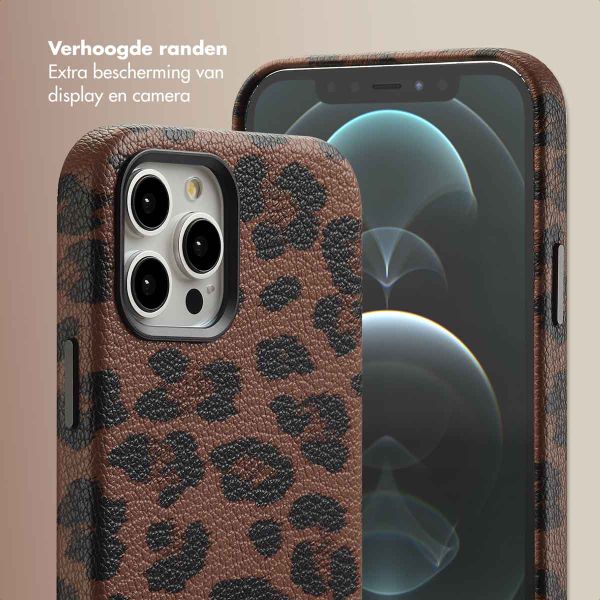 Selencia Sabi Backcover Panterprint met MagSafe Apple iPhone 12 (Pro) - Mocha Brown