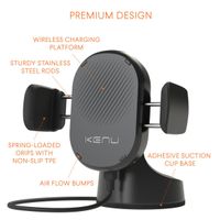 Kenu Airbase Wireless - Telefoonhouder auto - Dashboard of voorruit  - Draadloos opladen - Zwart