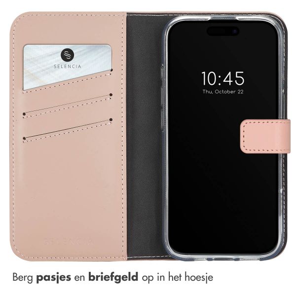 Selencia Echt Leren Bookcase Apple iPhone 16 - Dusty Pink