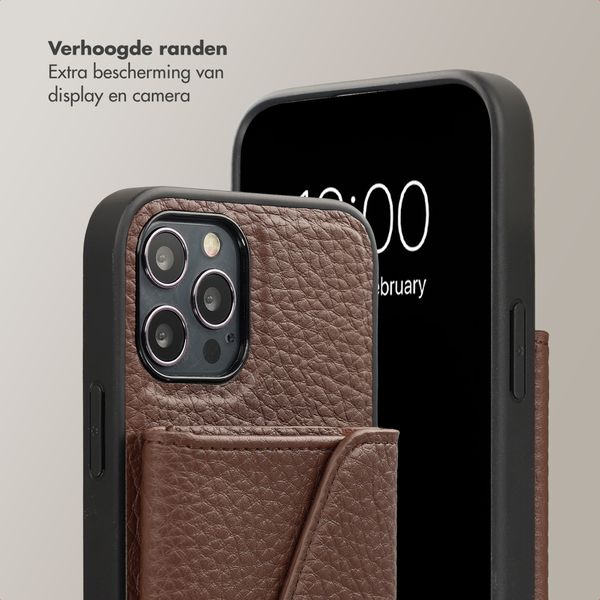 Selencia Sera Telefoonhoes met Koord en Envelop Pashouder Apple iPhone 12 Pro - Chocolate Brown