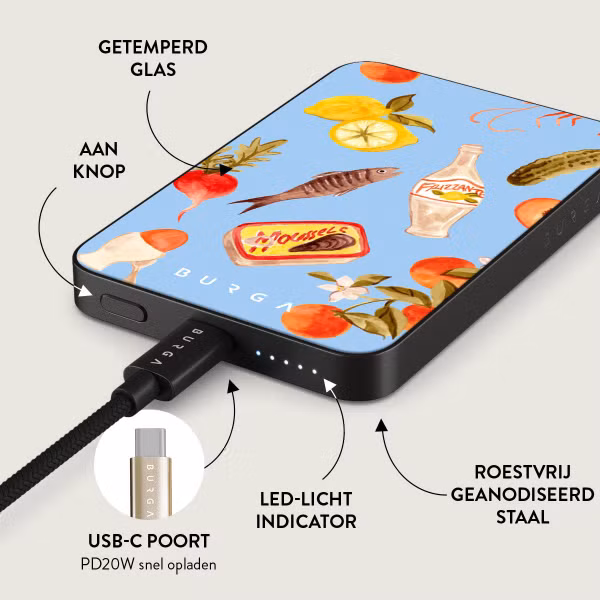 Burga Magnetic Powerbank 5.000 mAh - Geschikt voor MagSafe en Qi2 - Al Fresco / Gunmetal