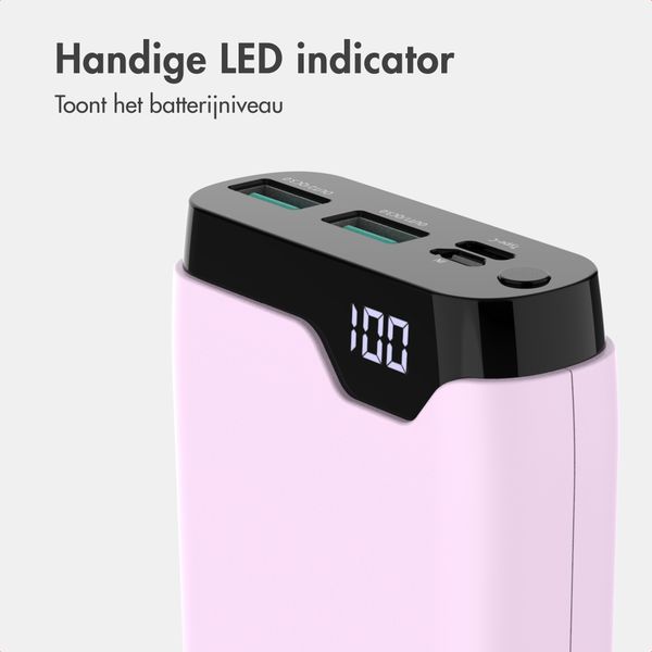 imoshion Powerbank 20.000 mAh - 22,5W Snellader - USB-C / USB-A - Roze