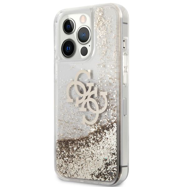 Guess 4G Logo Liquid Glitter Backcover iPhone 13 Pro - Gold