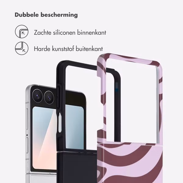 Selencia Vivid Backcover Samsung Galaxy Z Flip 7 - Wavy Swirl Pink Plum