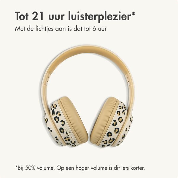 imoshion Special Edition - Draadloze Kinderkoptelefoon met Panterprint LED Light - Decibelbegrenzer - Met AUX kabel - Leopard