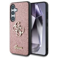 Guess 4G Metal Logo Glitter Backcover Samsung Galaxy S25 Plus - Roze