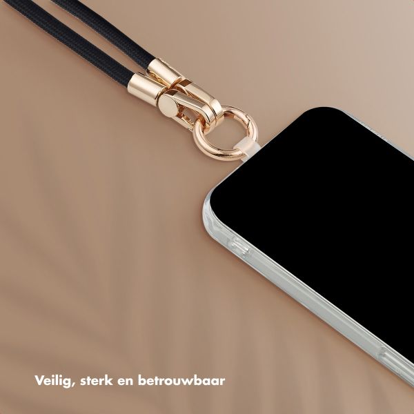 Selencia Telefoonkoorden Set met Parels en Schelpen - Midnight Black