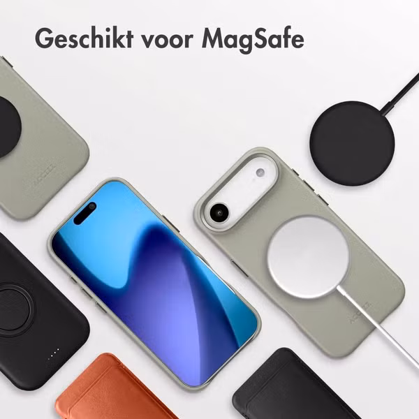 Accezz MagSafe Leather Backcover Apple iPhone Air - Light Grey