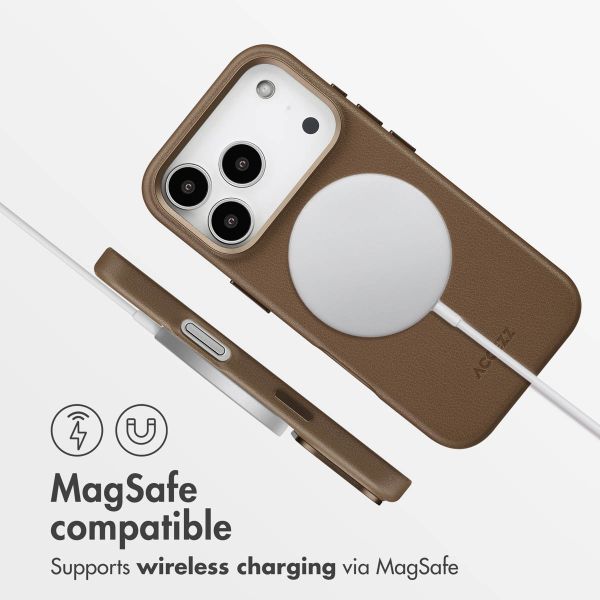 Accezz Leather Back Cover with MagSafe Apple iPhone 17 Pro - Coffee Brown