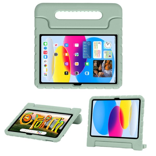 imoshion Kidsproof Backcover met handvat iPad 10 (2022) 10.9 inch - Olijfgroen