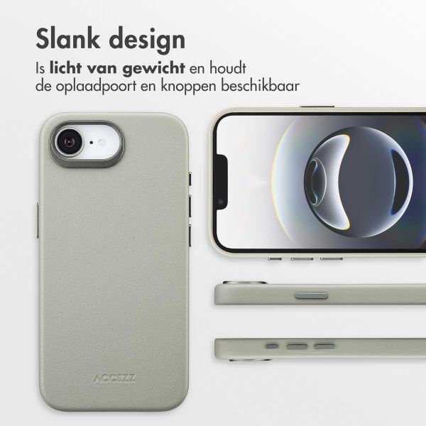 Accezz MagSafe Leather Backcover Apple iPhone 16e - Light Grey