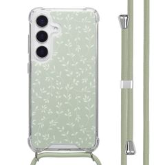 imoshion Design hoesje met koord Samsung Galaxy S25 - Smoke Green Flowers
