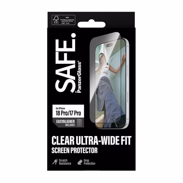 SAFE by PanzerGlass Ultra-Wide Fit Screenprotector met EasyAligner Apple iPhone 18 Pro / 17 Pro